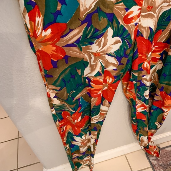 Vintage 90 Ms. Choice Tropical Floral Jumper Pants Jumpsuit Romper Size 8 Medium - Picture 15 of 16